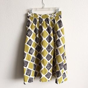 {Anthropologie} Fully-lined A-line Geometric Midi